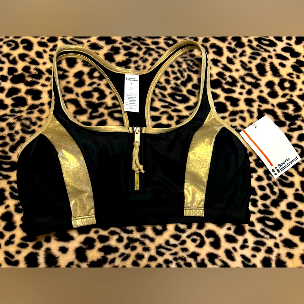 Sports Illustrated Swimwear Bikini Top Size Small Bikini Top Zip Up NWT